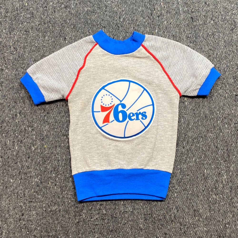 NBA Philadelphia 76ers TShirt Sz 2 Toddler Grey Mesh Sleeve Retro Sport